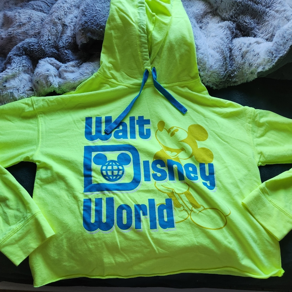Disney world authentic neon cropped hoodie